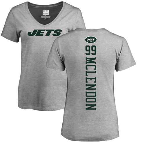 New York Jets Ash Women Steve McLendon Backer NFL Football #99 T Shirt->women nfl jersey->Women Jersey